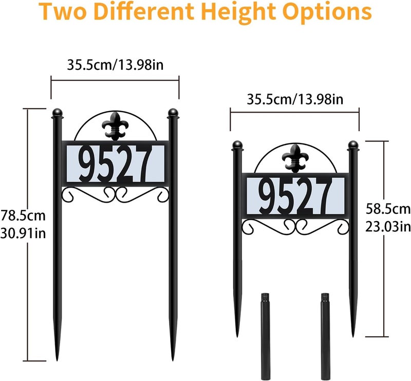 DoinMaster Solar Metal Address Signs for Yard with 50 Customizable House Numbers for Outside - Any Combination, with Warm White & Cold White, Weather-Resistant Solar-Powered LED Illuminated Address Plaques (Double Stake Item) - Image 5